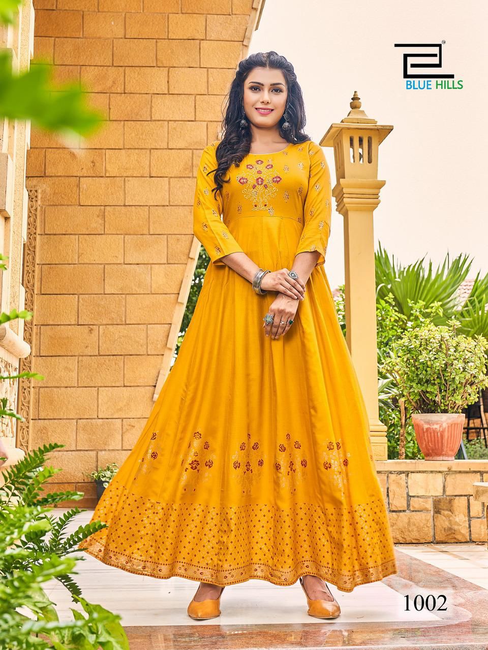 Blue Hills Enagage Designer New Stylish Heavy Festival Wear Long Anarkali Kurti Collection